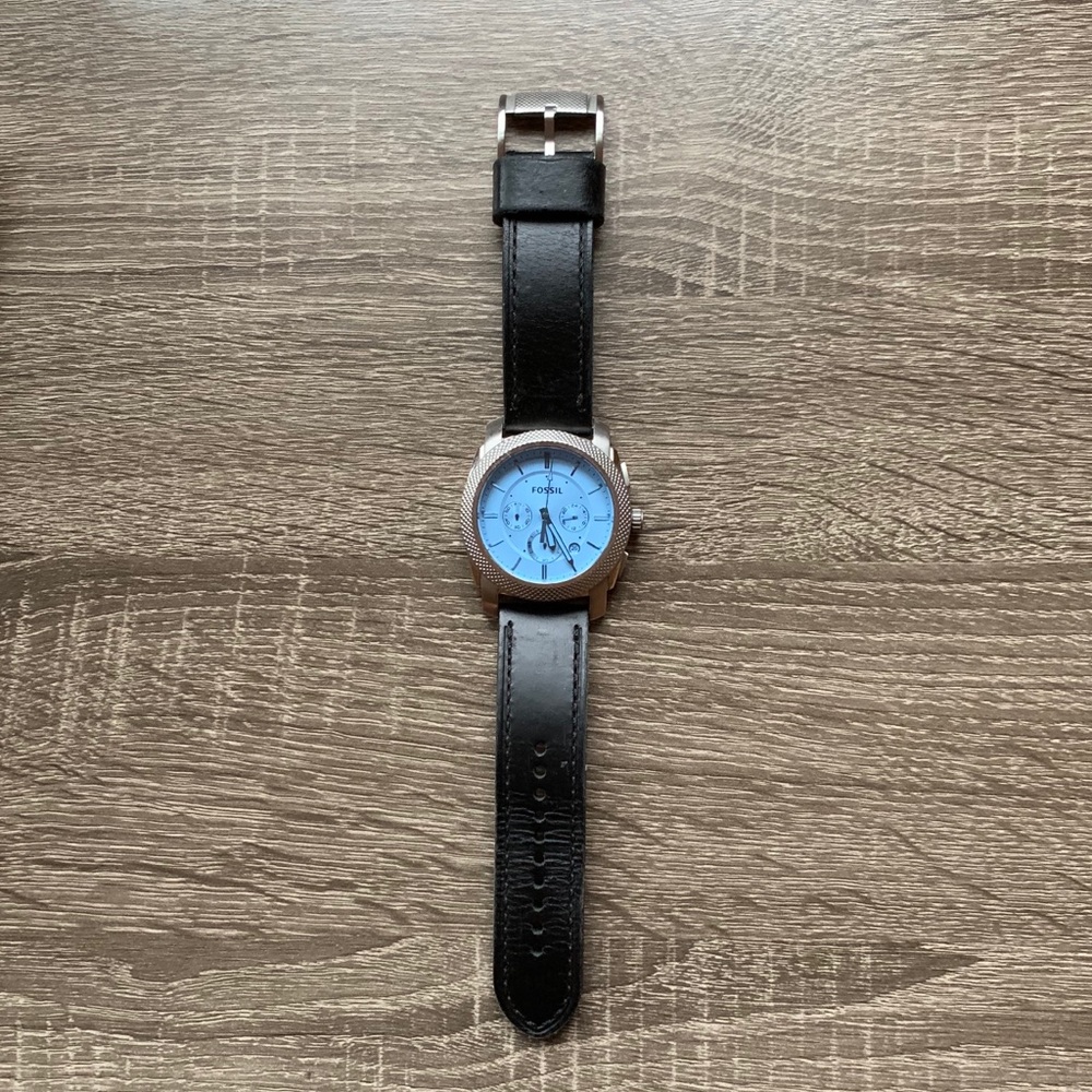 Fossil Machine Chronograph Black Leather Watch